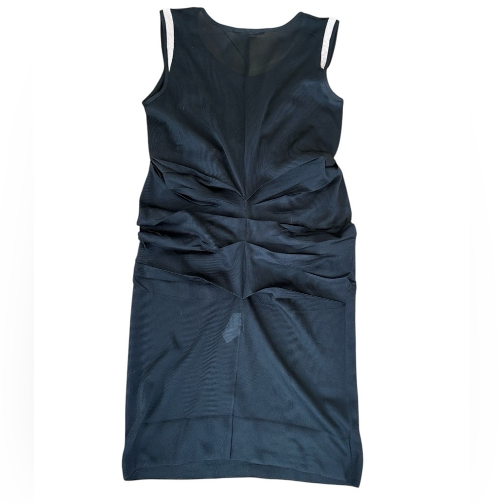 Marithe Francois Girbaud Made in France Ruched Draped Sheer Midi Dress Black